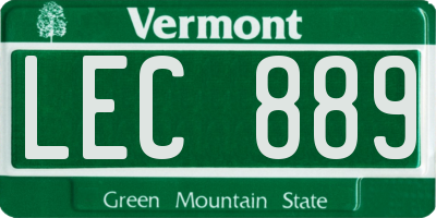 VT license plate LEC889