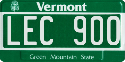 VT license plate LEC900