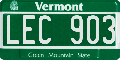 VT license plate LEC903