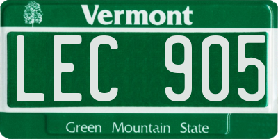VT license plate LEC905