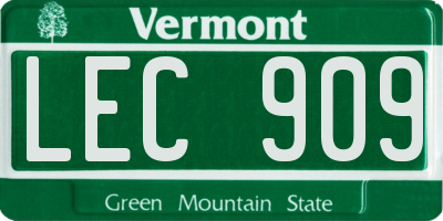 VT license plate LEC909