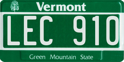 VT license plate LEC910