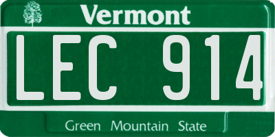 VT license plate LEC914