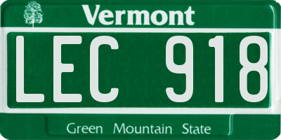 VT license plate LEC918