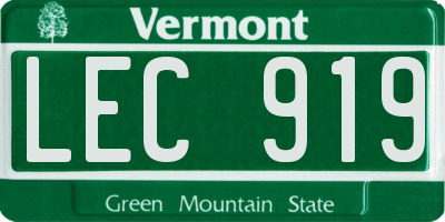 VT license plate LEC919