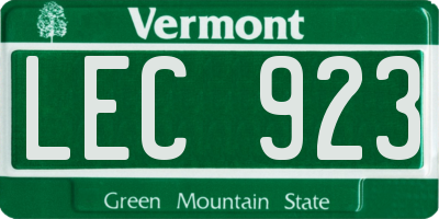 VT license plate LEC923