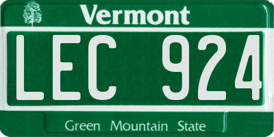 VT license plate LEC924