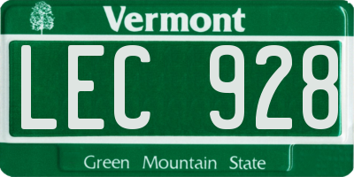 VT license plate LEC928