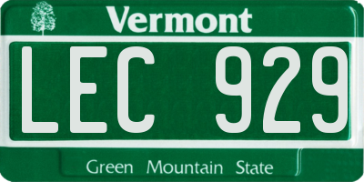 VT license plate LEC929