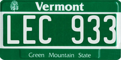 VT license plate LEC933