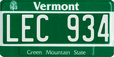 VT license plate LEC934