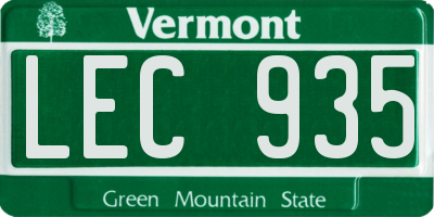 VT license plate LEC935