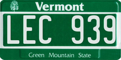 VT license plate LEC939