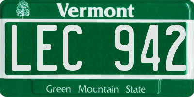 VT license plate LEC942