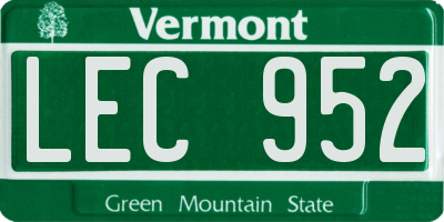 VT license plate LEC952