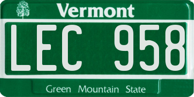 VT license plate LEC958