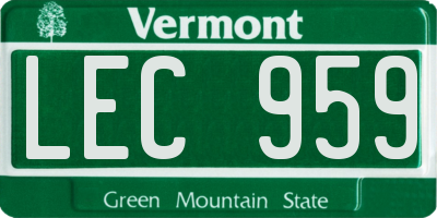 VT license plate LEC959