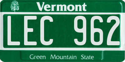VT license plate LEC962