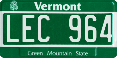 VT license plate LEC964