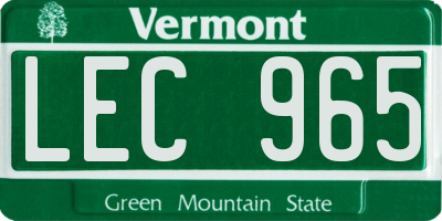 VT license plate LEC965