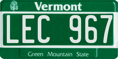 VT license plate LEC967