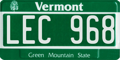 VT license plate LEC968