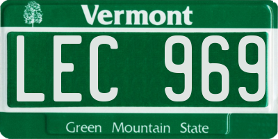 VT license plate LEC969