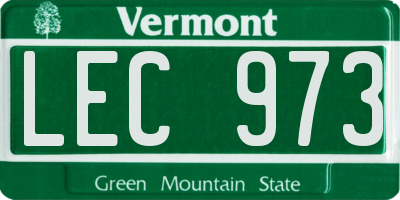 VT license plate LEC973