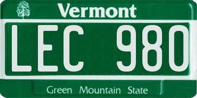 VT license plate LEC980