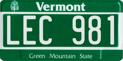 VT license plate LEC981