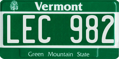 VT license plate LEC982