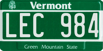 VT license plate LEC984