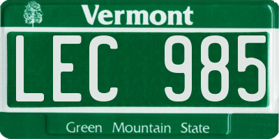 VT license plate LEC985