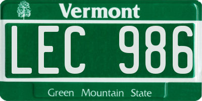 VT license plate LEC986