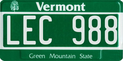 VT license plate LEC988