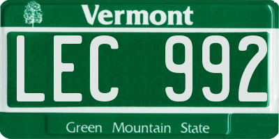 VT license plate LEC992
