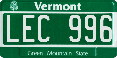 VT license plate LEC996