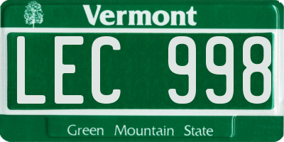 VT license plate LEC998