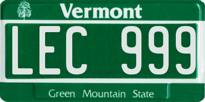 VT license plate LEC999