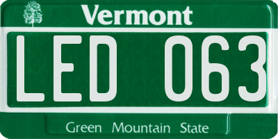 VT license plate LED063