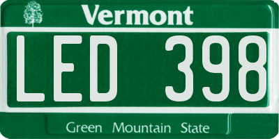 VT license plate LED398