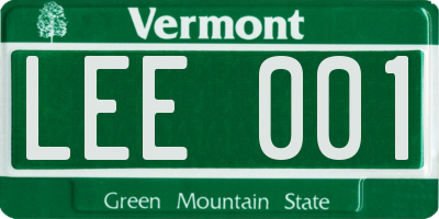 VT license plate LEE001