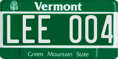 VT license plate LEE004