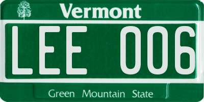 VT license plate LEE006