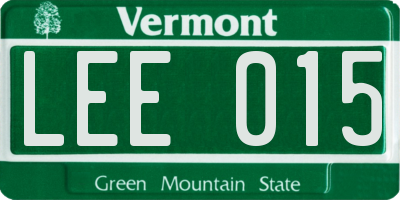 VT license plate LEE015