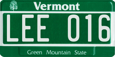 VT license plate LEE016