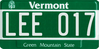 VT license plate LEE017