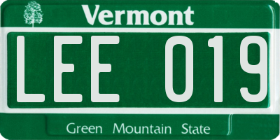 VT license plate LEE019