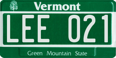 VT license plate LEE021