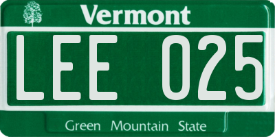 VT license plate LEE025